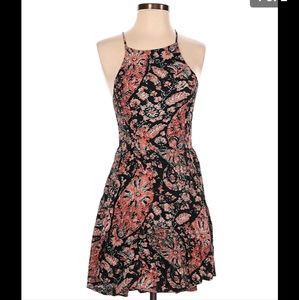 Abercrombie & Fitch floral skater mini dress smocked summer high neck small